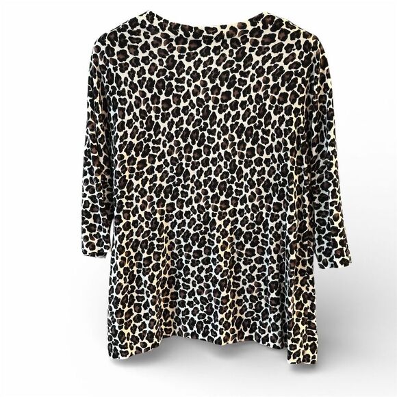 Fashion Bug Women's Plus 18W Leopard Print Cardigan 3/4 Sleeve Sweater - Picture 3 of 6